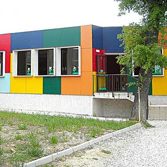 Cement bonded particle board school HPL