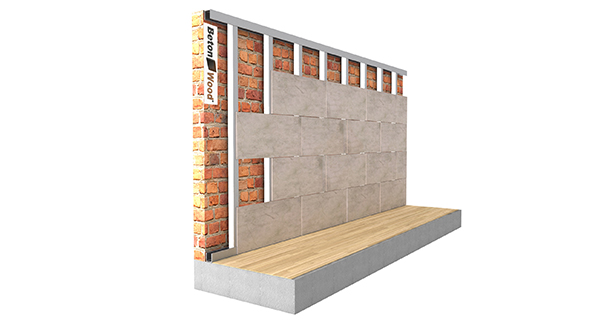 Counter-wall BetonWood on metal frame