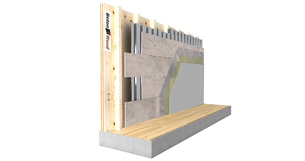 Counter-wall BetonWood and metal sheet on wood