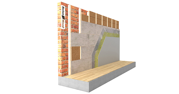 Counter-wall BetonWood and wood fiber on masonry