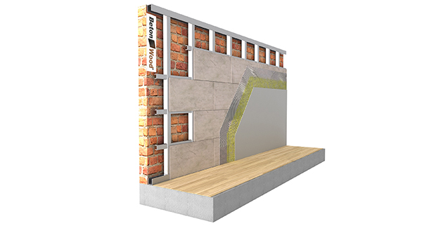 Counter-wall BetonWood on metal sheet