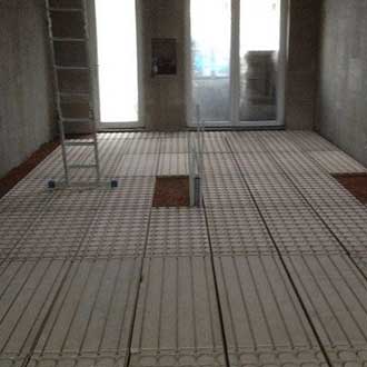 Radiant floor on cork granules