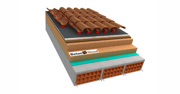 Roof with wood fiber and BetonWood - C bitumfiber plus