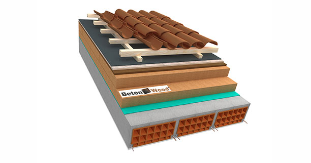 Roof with wood fiber and BetonWood - D bitumfiber plus